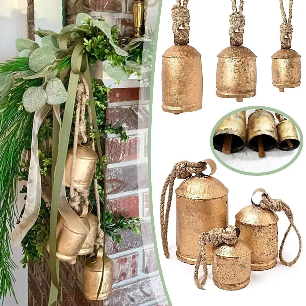 3pcs Giant Cow Bells For Home Garden Crafts Decoration Rural Style Hanging Harmonious Giant Cow Bells