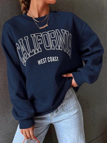 Korean Trend Woman Sweatshirts California West Coast Print Female hoodie Long Sleeves O-neck Pullovers Sporty and Rich Clothing - MauBai