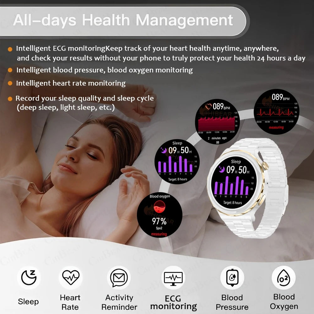 2024 Fashion Women Smart Watch Heart Rate GPS Motion Trajectory Fitness Watch Waterproof Voice Call Smart Watch For Android IOS