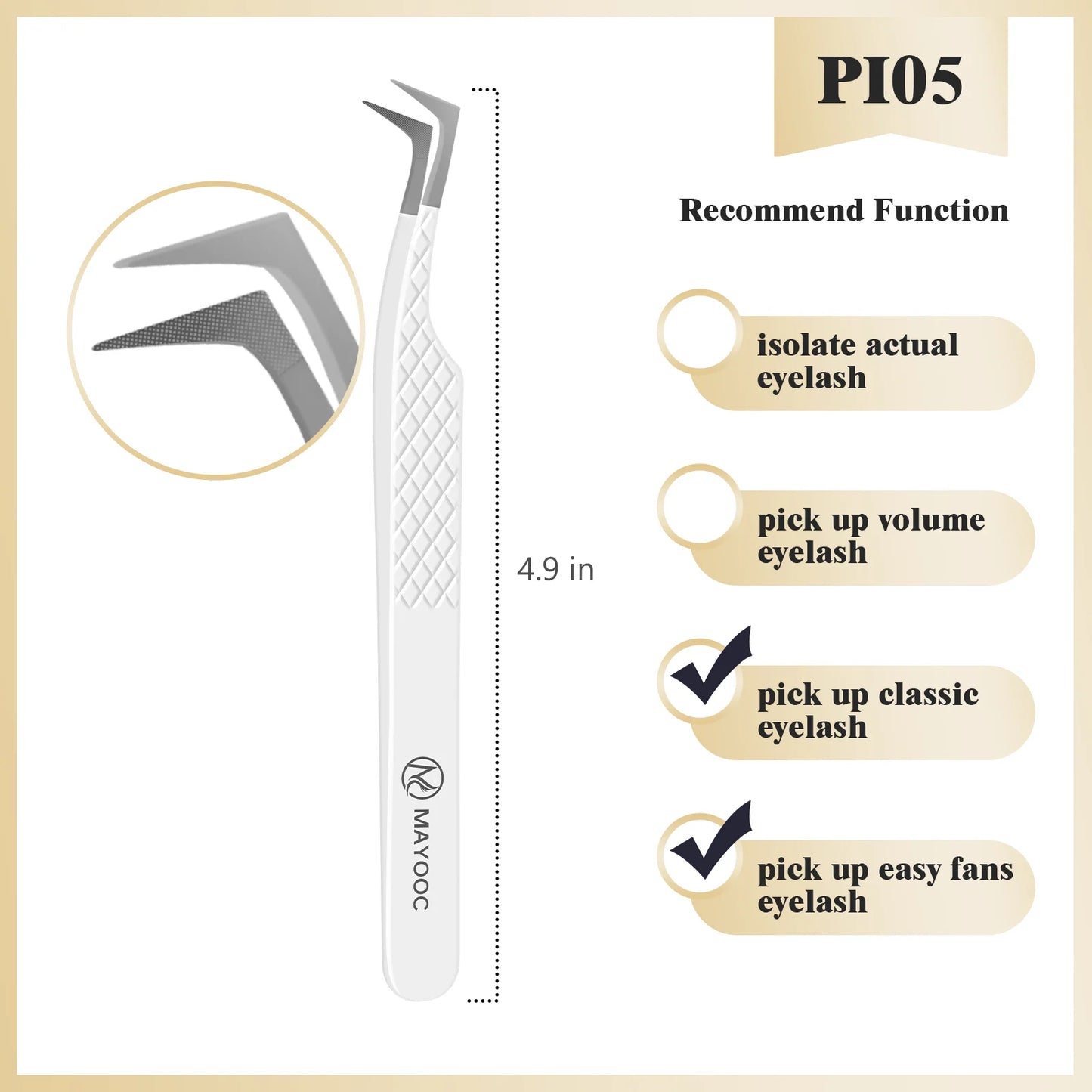 MAYOOC Eyelash Tweezers With Fiber Tips Stainless Steel High Precision Tweezer Volume Fans lash Tweezer Makeup Tools Custom Logo