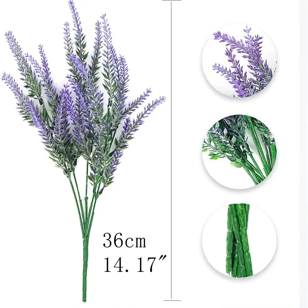 Purple Artificial Lavender Flowers Bouquet Fake Plant for Home Decor Garden Christmas Wedding Decoration Vase Accessories Indoor