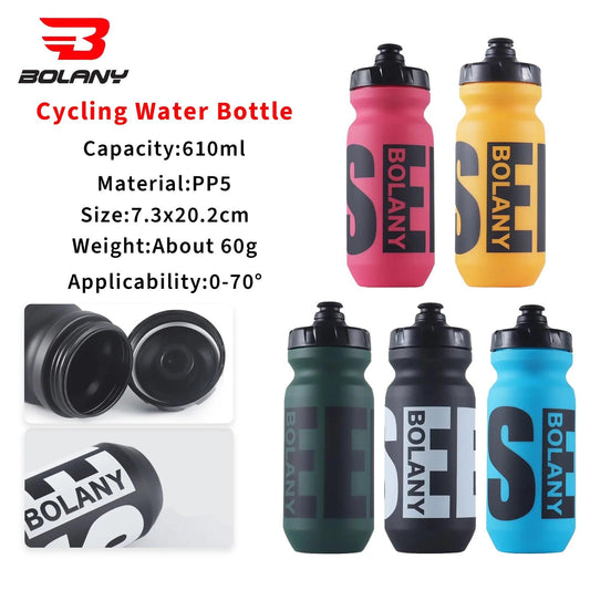 BOLANY 610ml Lightweight Portable Bicycle Water Bottle Outdoor Gym Sports Cycling PP5 Material Mountain Road Bike Accessories - MauBai