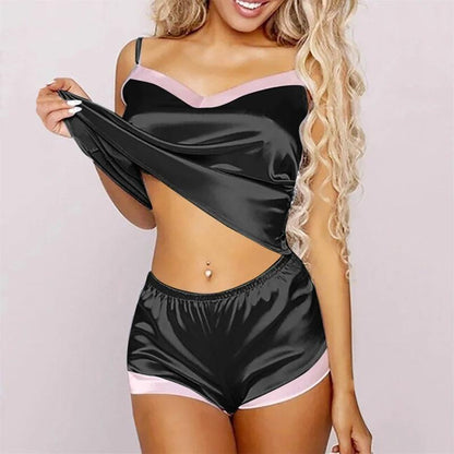 2024 Lace Pijama Dot Print Women's Pajama Sets V-Neck Stretch Satin Sexy Lingerie Sleepwear Pajamas Home Wear Nightwear Clothing