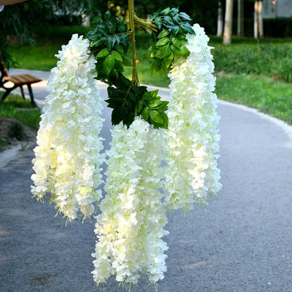 12PCs Wisteria Artificial Flowers Hanging Garland Vine Rattan Fake Flower String Silk Flowers for Home Garden Wedding Decoration