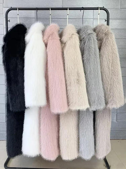 Tossy Winter Fashion Overcoat Fur Feather Loose Pocket jackets Clothes High Waist Patchwork Tassel Solid Coat Women Fur Feather - MauBai