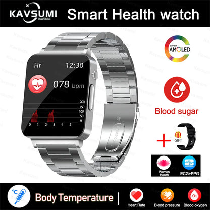 2024 New Accurate Measure Blood Sugar Smart Watch Men ECG+PPG Blood Pressure Heart Rate Monitor IP68 Waterproof Women Smartwatch