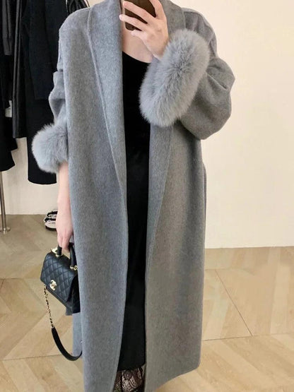 Tossy Female Winter Lace-Up Overcoat Fur Fluffy Lapel Long Sleeve High Street Fashion Clothes Bandage Women's Jackets Overcoat - MauBai