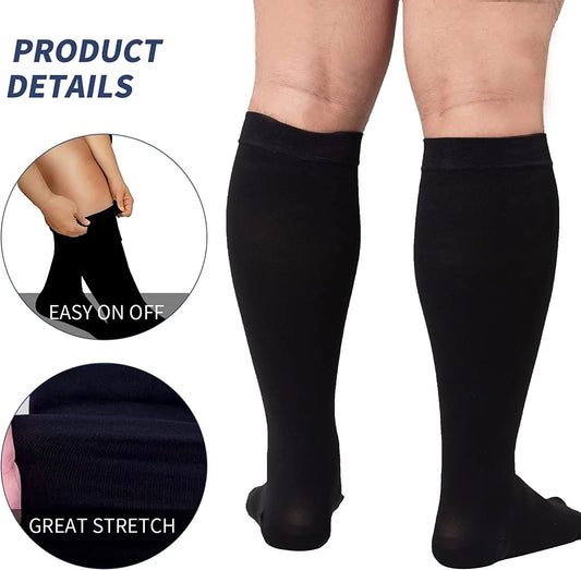 4XL Enlarged Compression Socks Solid Color Men's Diabetes Varicose Vein Sports Socks Women's Bicycle Running New Wholesale - MauBai