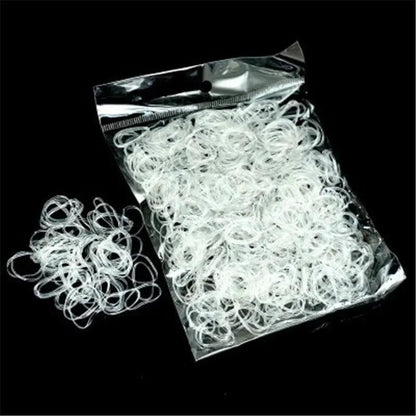 1000Pcs 20mm Mini Rubber Band Transparent Hair Elastic Rope School Office Home Accessories Hair Styling Tools Rubber Bands