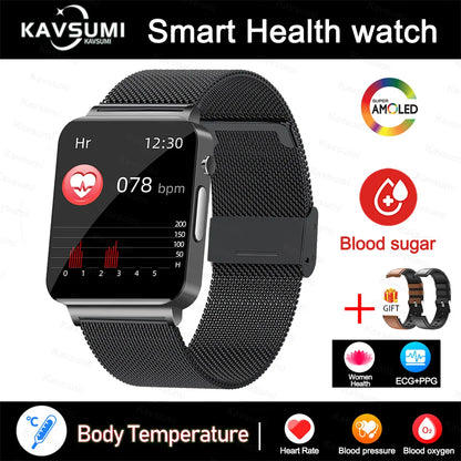 2024 New Accurate Measure Blood Sugar Smart Watch Men ECG+PPG Blood Pressure Heart Rate Monitor IP68 Waterproof Women Smartwatch