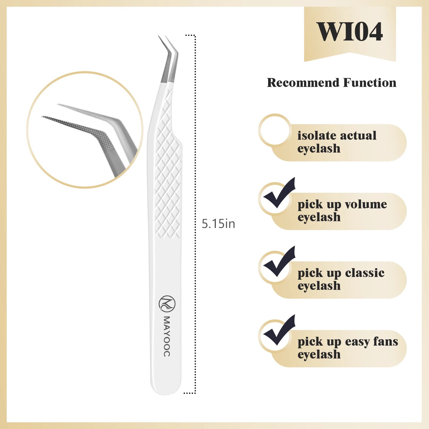 MAYOOC Eyelash Tweezers With Fiber Tips Stainless Steel High Precision Tweezer Volume Fans lash Tweezer Makeup Tools Custom Logo