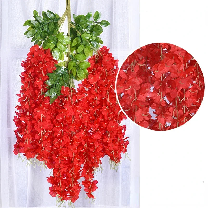 12PCs Wisteria Artificial Flowers Hanging Garland Vine Rattan Fake Flower String Silk Flowers for Home Garden Wedding Decoration