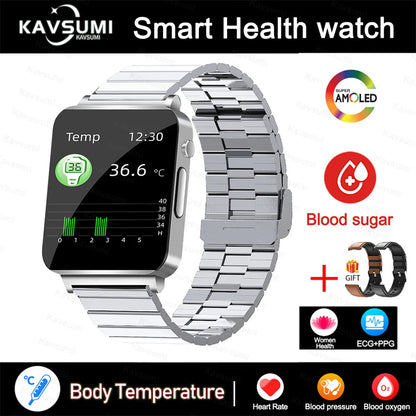 2024 New Accurate Measure Blood Sugar Smart Watch Men ECG+PPG Blood Pressure Heart Rate Monitor IP68 Waterproof Women Smartwatch