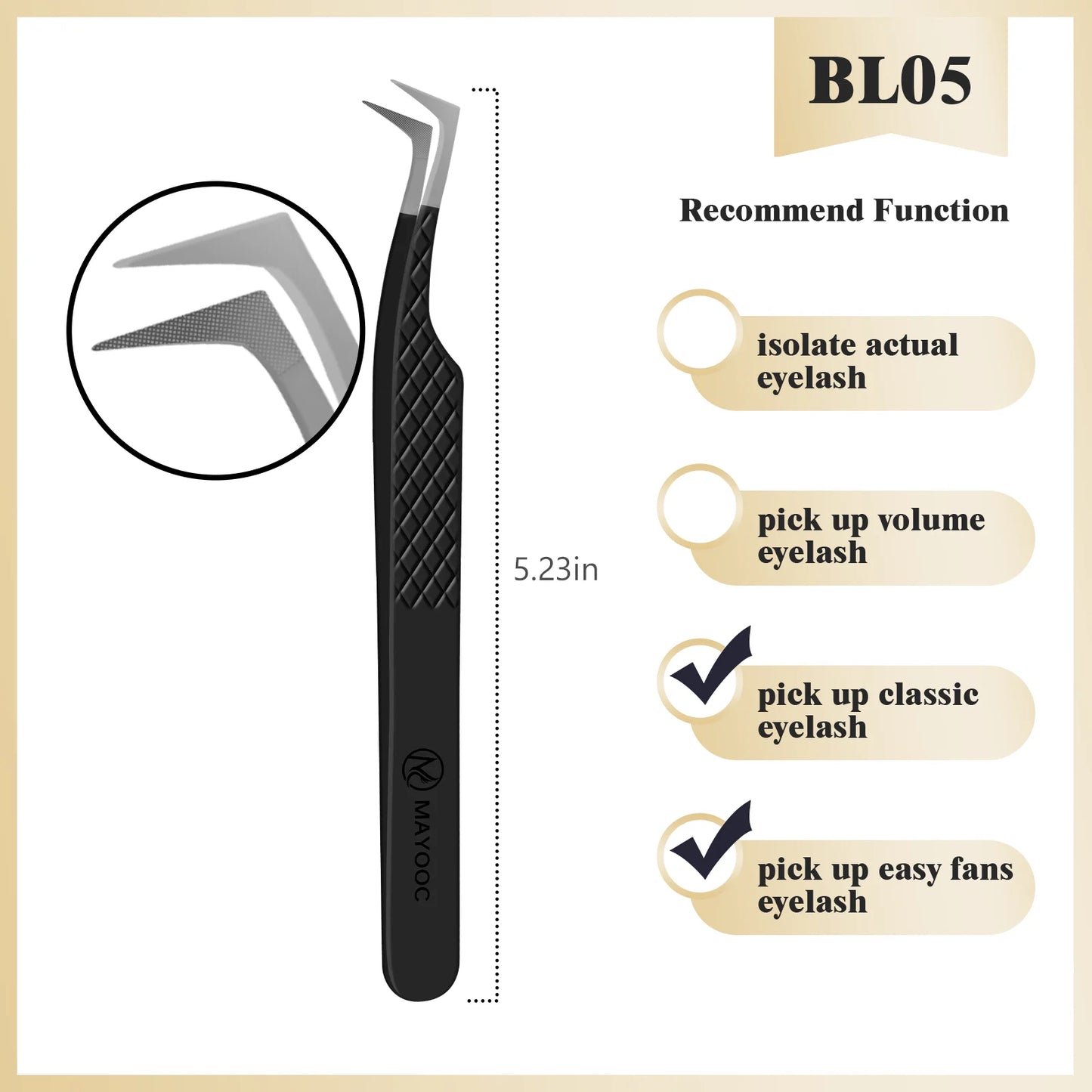 MAYOOC Eyelash Tweezers With Fiber Tips Stainless Steel High Precision Tweezer Volume Fans lash Tweezer Makeup Tools Custom Logo