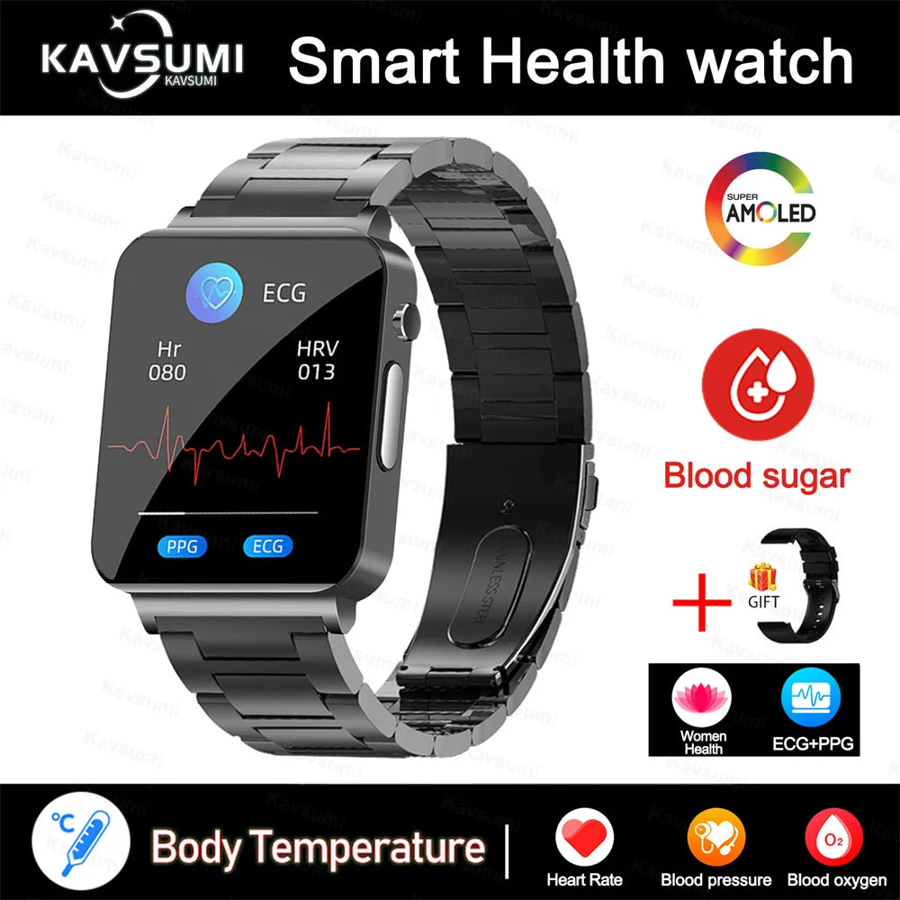 2024 New Accurate Measure Blood Sugar Smart Watch Men ECG+PPG Blood Pressure Heart Rate Monitor IP68 Waterproof Women Smartwatch