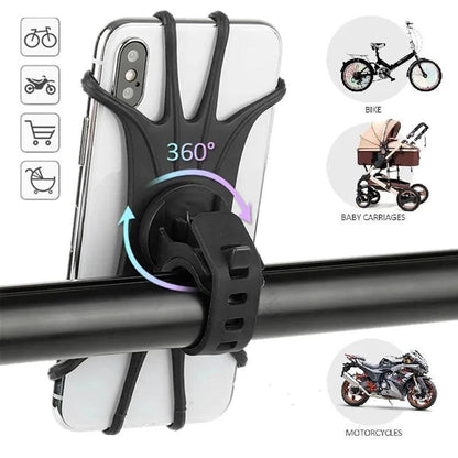 Universal Shockproof Elastic Silicone Mount Phone Holder Stand Riding Cycling Moto Bicycle MTB Bike Phone GPS Support Bracket - MauBai