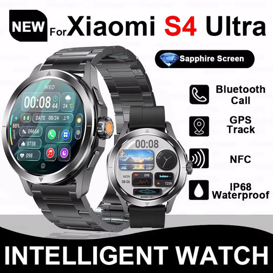 New For Xiaomi S4 Ultra Outdoor Sports Smart Watch Men 1.53 inch AMOLED NFC GPS Compass Heart rate Waterproof BT Call Smartwatch