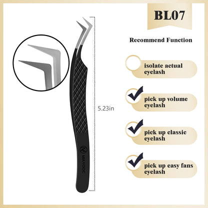 MAYOOC Eyelash Tweezers With Fiber Tips Stainless Steel High Precision Tweezer Volume Fans lash Tweezer Makeup Tools Custom Logo