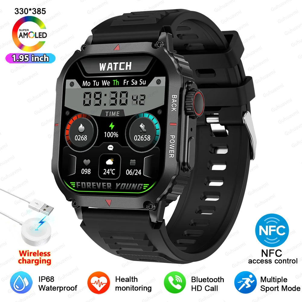 2025 New For Xiaomi Samsung Galaxy Smart Watch Men Outdoor GPS Sports Fitness Tracker Health Monitor 1.95" NFC Call Smartwatch