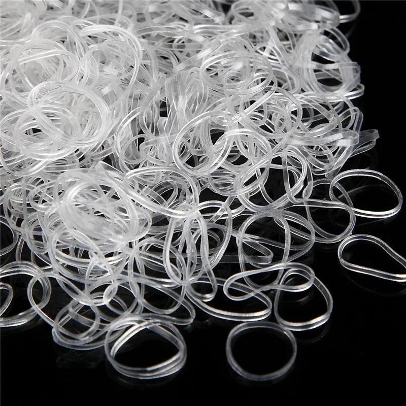 1000Pcs 20mm Mini Rubber Band Transparent Hair Elastic Rope School Office Home Accessories Hair Styling Tools Rubber Bands