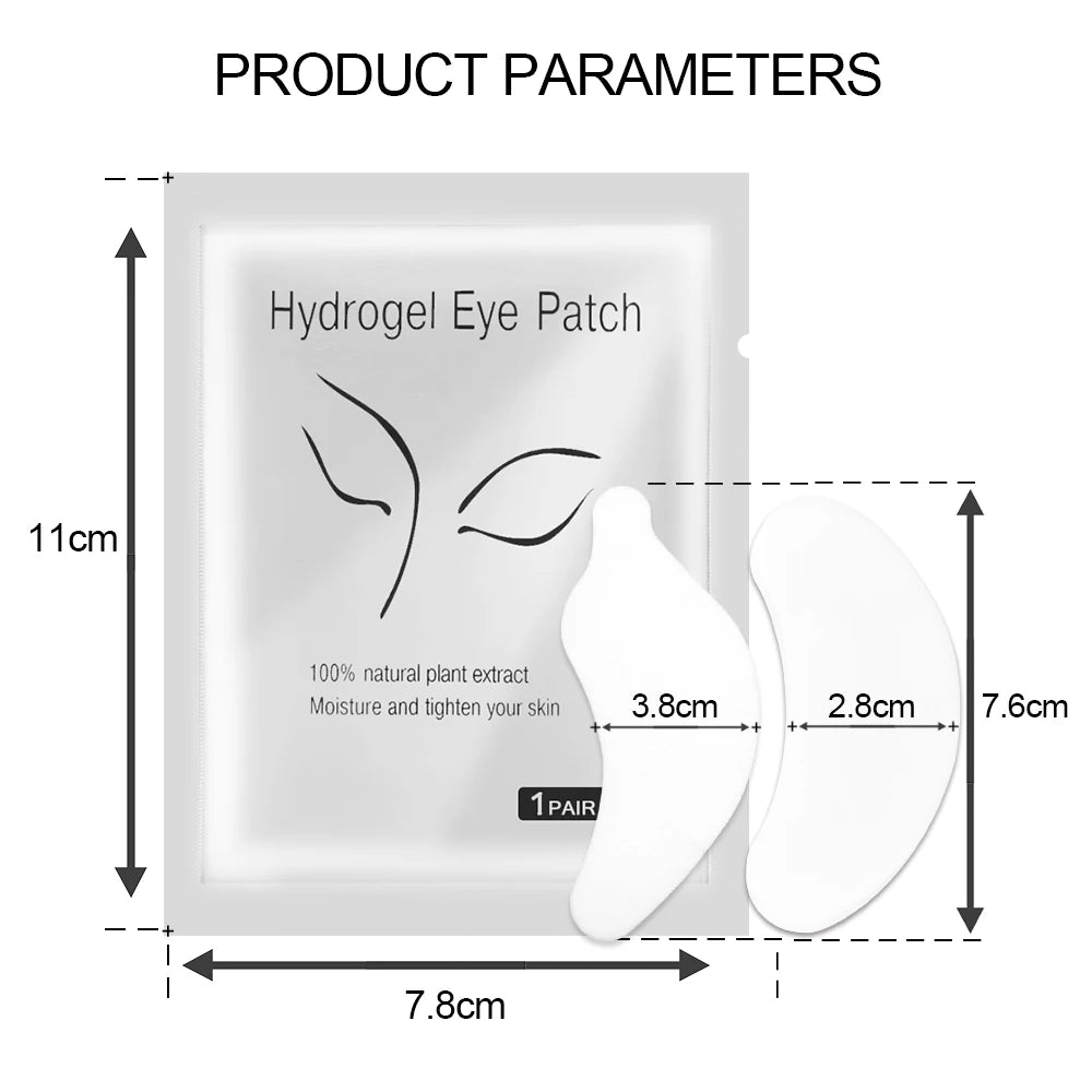 100Pairs Hydrogel Eyelash Patches Under Eye Pads Gel Patch Lashes Patches for Extension Makeup Eye Pads Eyelash Extension Patch