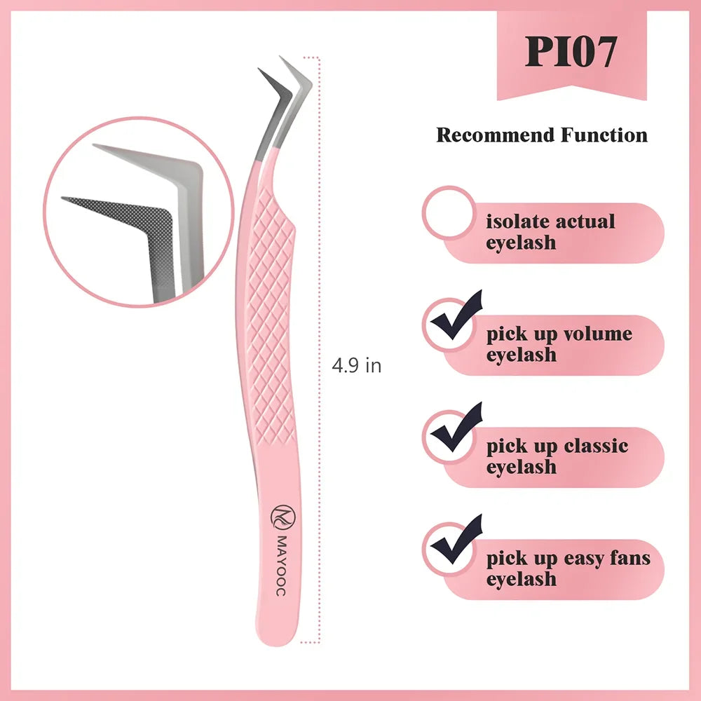 MAYOOC Eyelash Tweezers With Fiber Tips Stainless Steel High Precision Tweezer Volume Fans lash Tweezer Makeup Tools Custom Logo