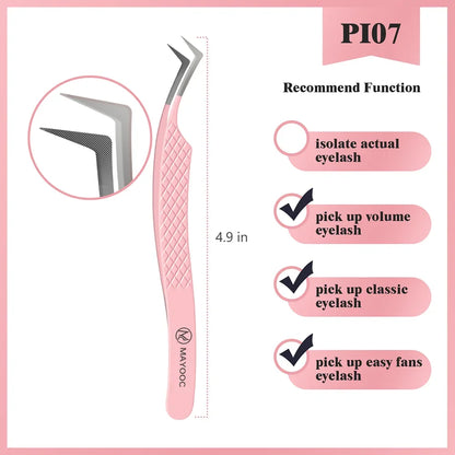 MAYOOC Eyelash Tweezers With Fiber Tips Stainless Steel High Precision Tweezer Volume Fans lash Tweezer Makeup Tools Custom Logo