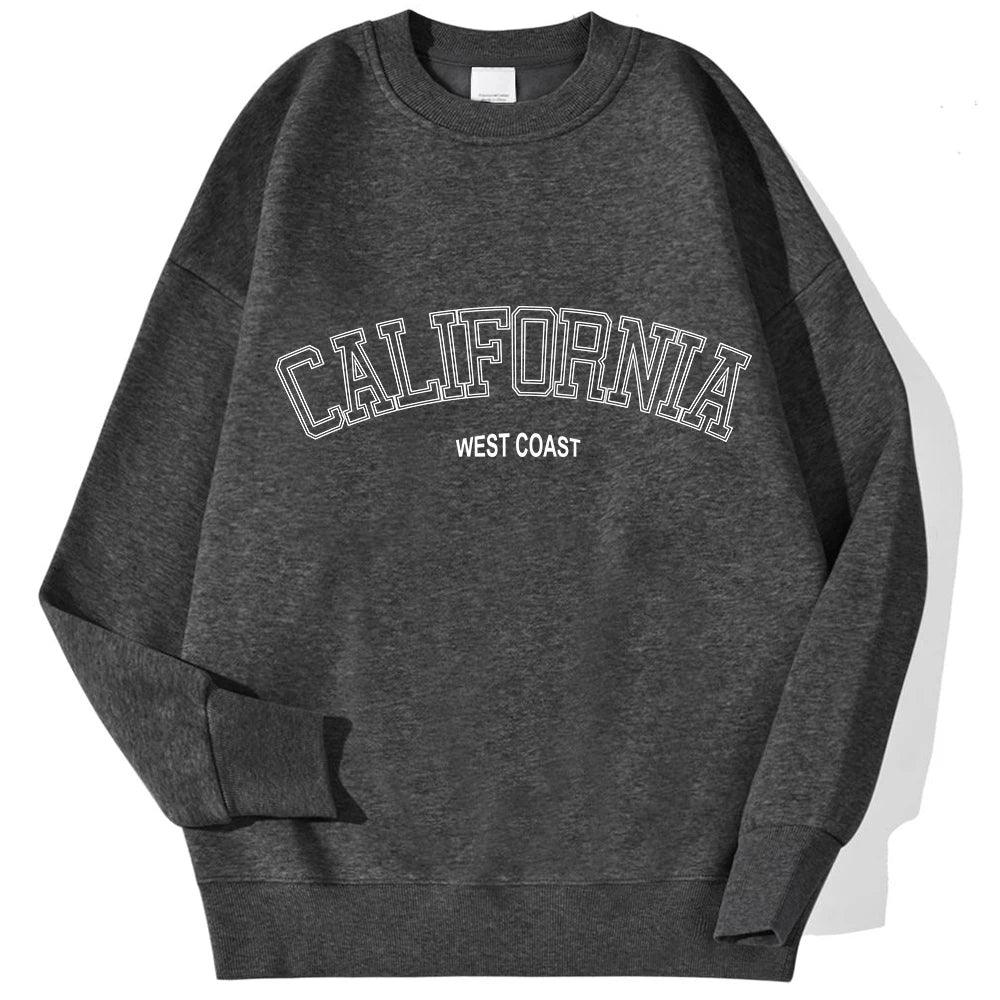 Korean Trend Woman Sweatshirts California West Coast Print Female hoodie Long Sleeves O-neck Pullovers Sporty and Rich Clothing - MauBai