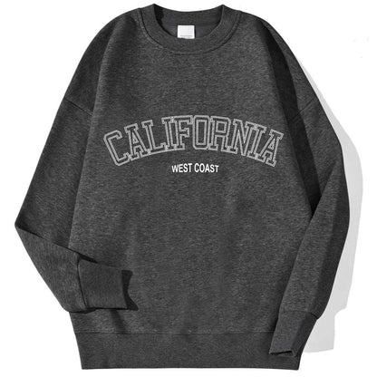 Korean Trend Woman Sweatshirts California West Coast Print Female hoodie Long Sleeves O-neck Pullovers Sporty and Rich Clothing - MauBai