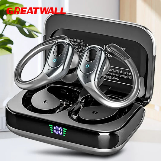 Wireless Earbuds Bluetooth 5.3 Earphones 75hrs Playtime EAC Noise Reduction Sports Headphones Earhook Deep Bass IPX7 Waterproof