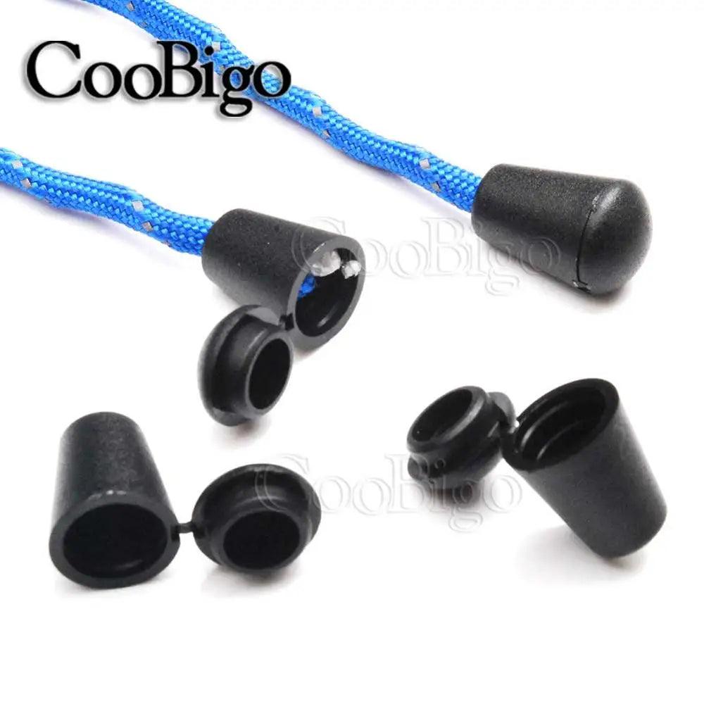 10pcs Cord Ends Bell Stopper With Lid Lock Rope Clip Paracord Sportswear Hat Drawstring Bag Shoelace DIY Accessories Plastic 5mm