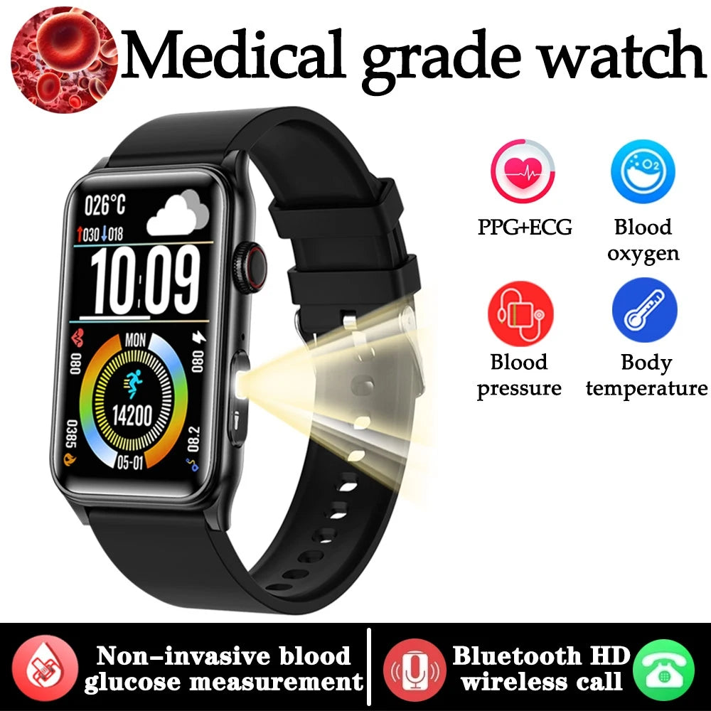 2025 New For Xiaomi AI Medical Diagnostic Women Smart Watch Blood Sugar Heart Rate Voice Bluetooth Call Health Smartwatch Men