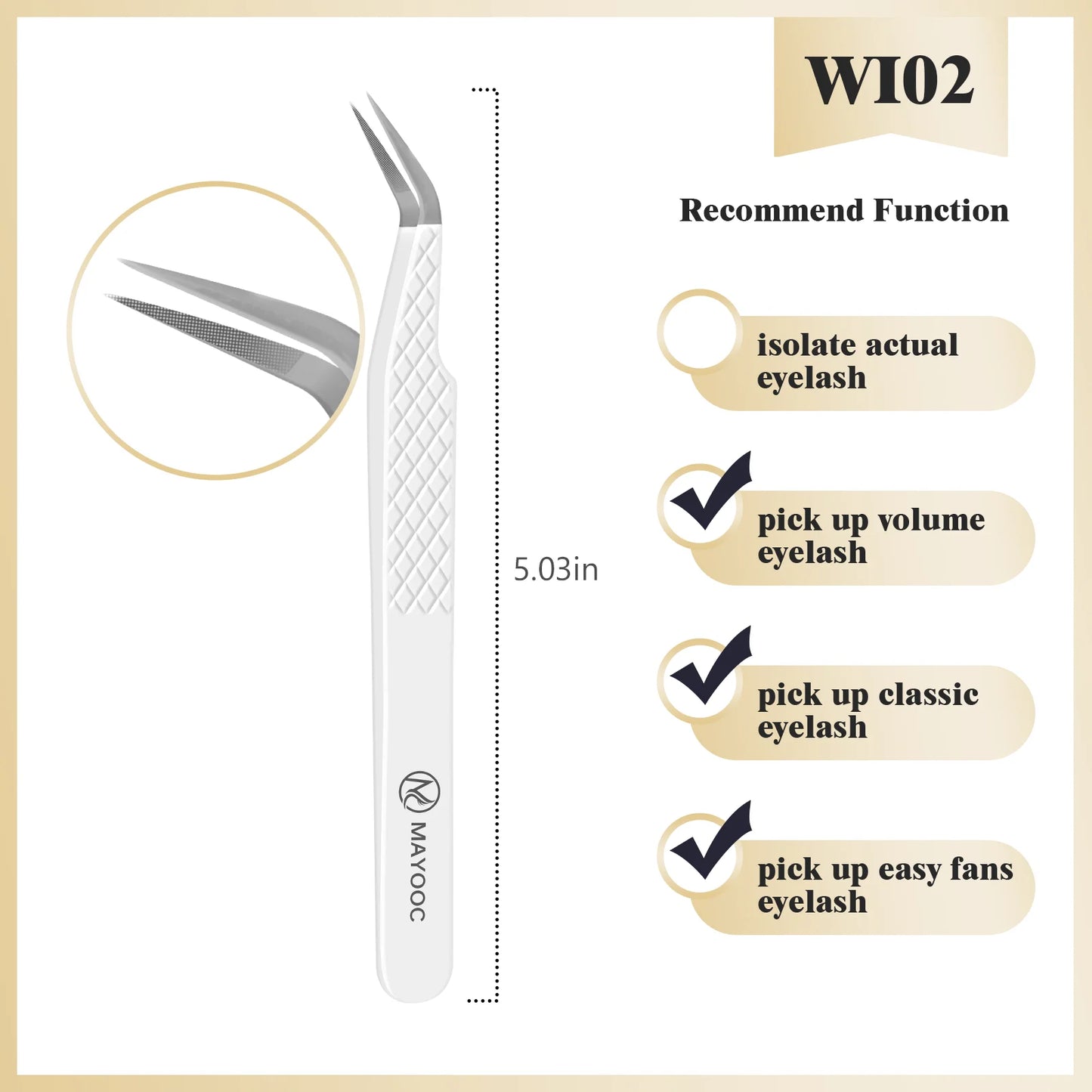 MAYOOC Eyelash Tweezers With Fiber Tips Stainless Steel High Precision Tweezer Volume Fans lash Tweezer Makeup Tools Custom Logo