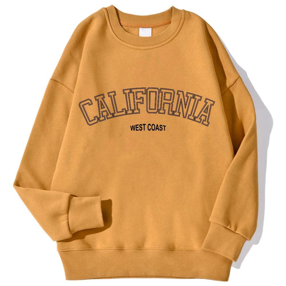 Korean Trend Woman Sweatshirts California West Coast Print Female hoodie Long Sleeves O-neck Pullovers Sporty and Rich Clothing - MauBai