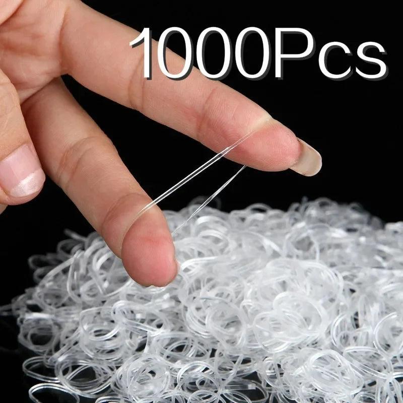 1000Pcs 20mm Mini Rubber Band Transparent Hair Elastic Rope School Office Home Accessories Hair Styling Tools Rubber Bands