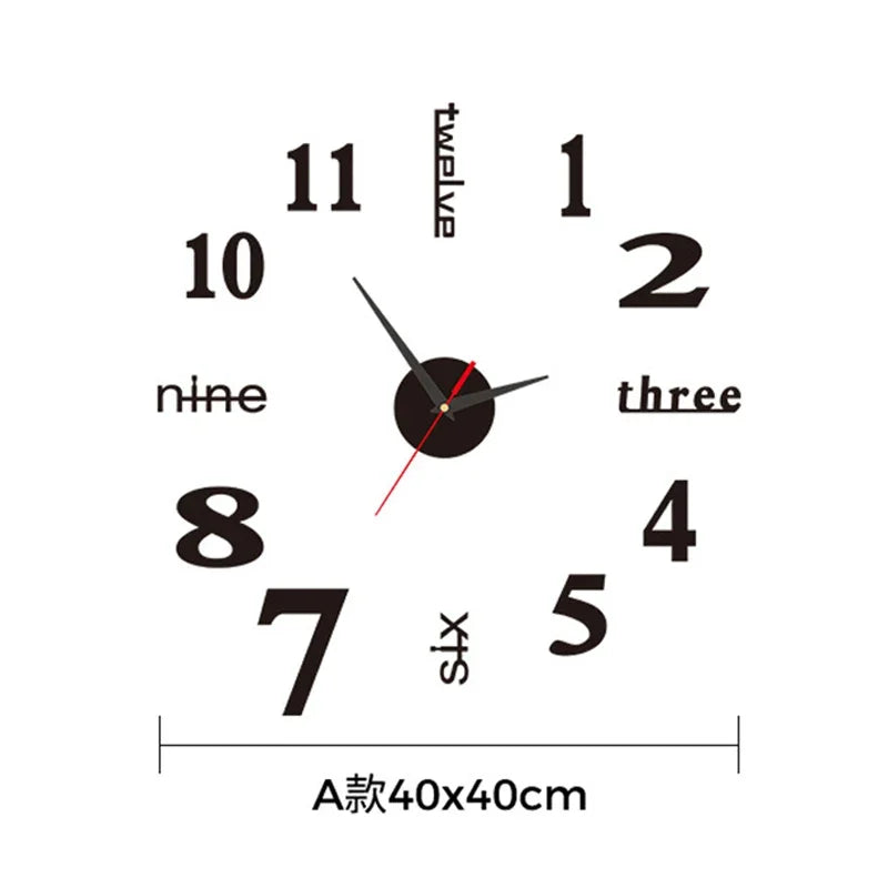 Simple Modern Design Digital DIY Clock Silent Wall Clock Room Living Wall Decoration Home Decor Punch-Free Wall Sticker Clock