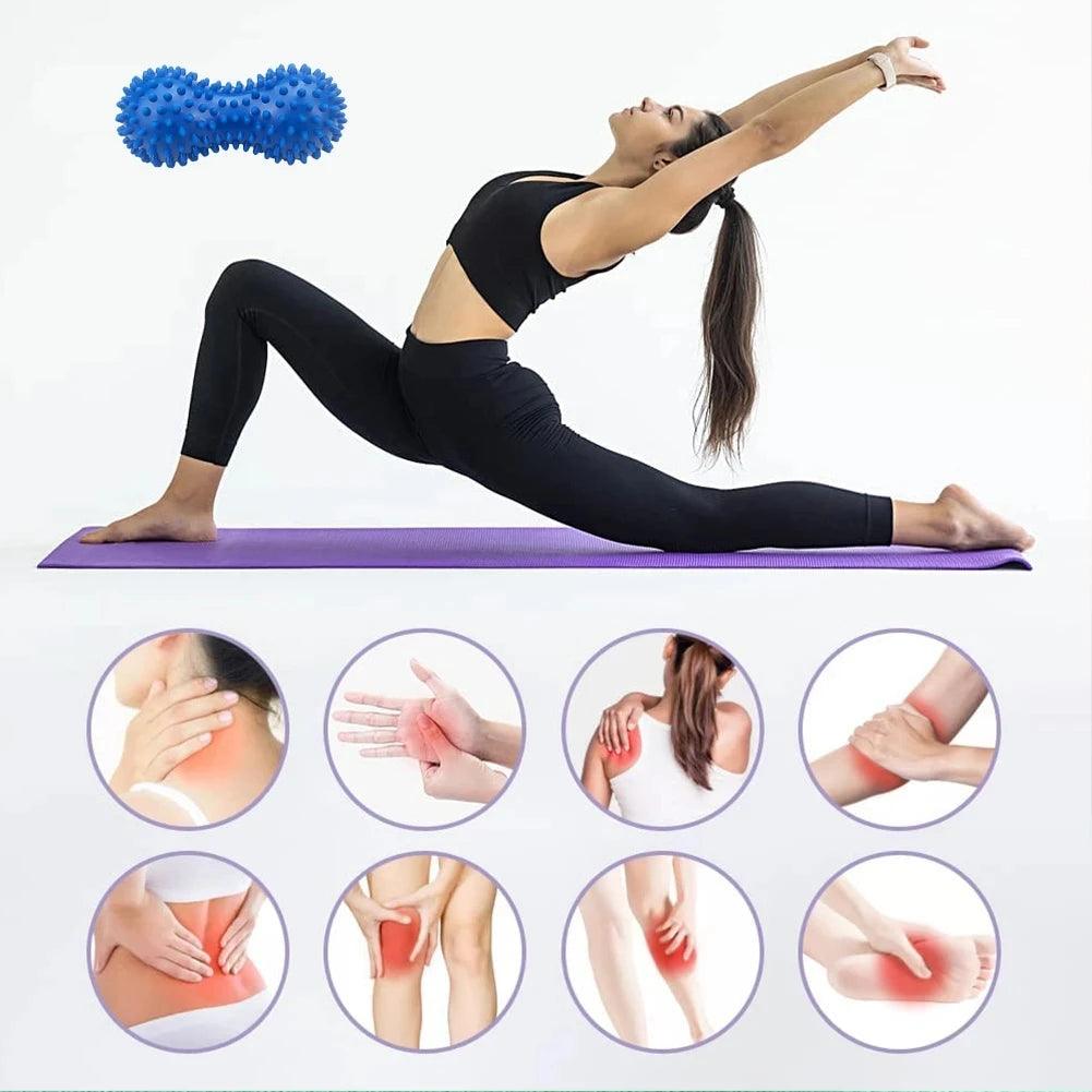 Foot Massage Roller Peanut Double Lacrosse Spiky Ball Myofascial Balls for Plantar Fasciitis Mobility Back Foot Arch Pain Relief - MauBai