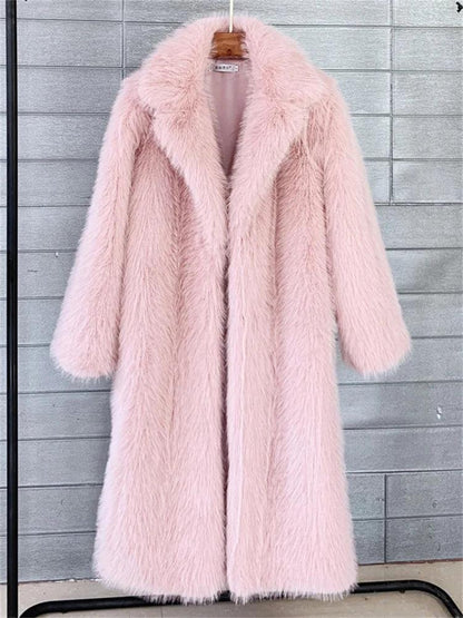 Tossy Winter Fashion Overcoat Fur Feather Loose Pocket jackets Clothes High Waist Patchwork Tassel Solid Coat Women Fur Feather - MauBai