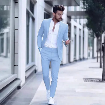 2023 Casual Fashion Luxurious Business Men's Suit for Wedding Party Tuxedos Slim Fit Peak Lapel Pink Suits Male(Jacket+Pants)