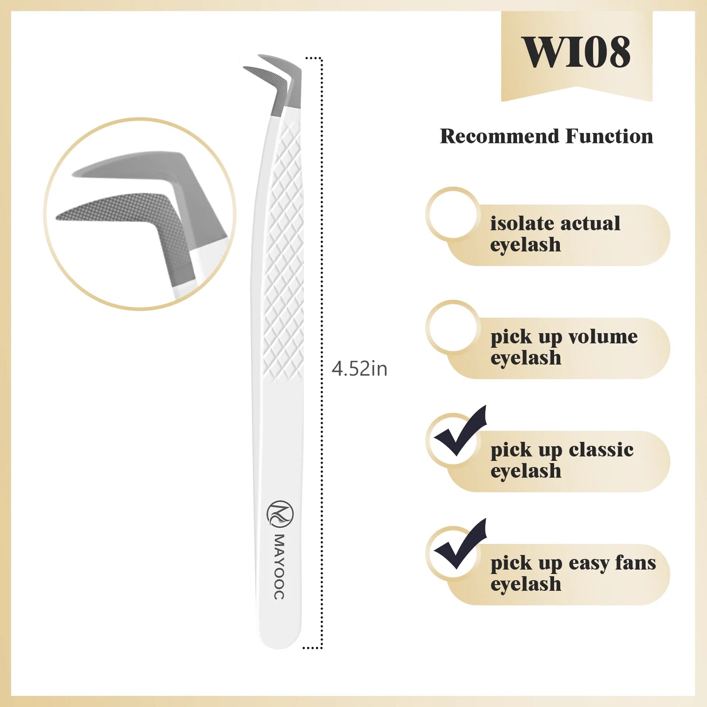 MAYOOC Eyelash Tweezers With Fiber Tips Stainless Steel High Precision Tweezer Volume Fans lash Tweezer Makeup Tools Custom Logo