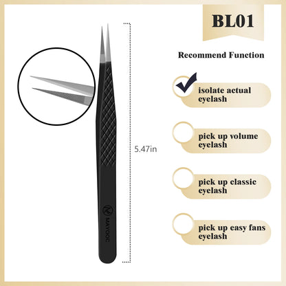 MAYOOC Eyelash Tweezers With Fiber Tips Stainless Steel High Precision Tweezer Volume Fans lash Tweezer Makeup Tools Custom Logo