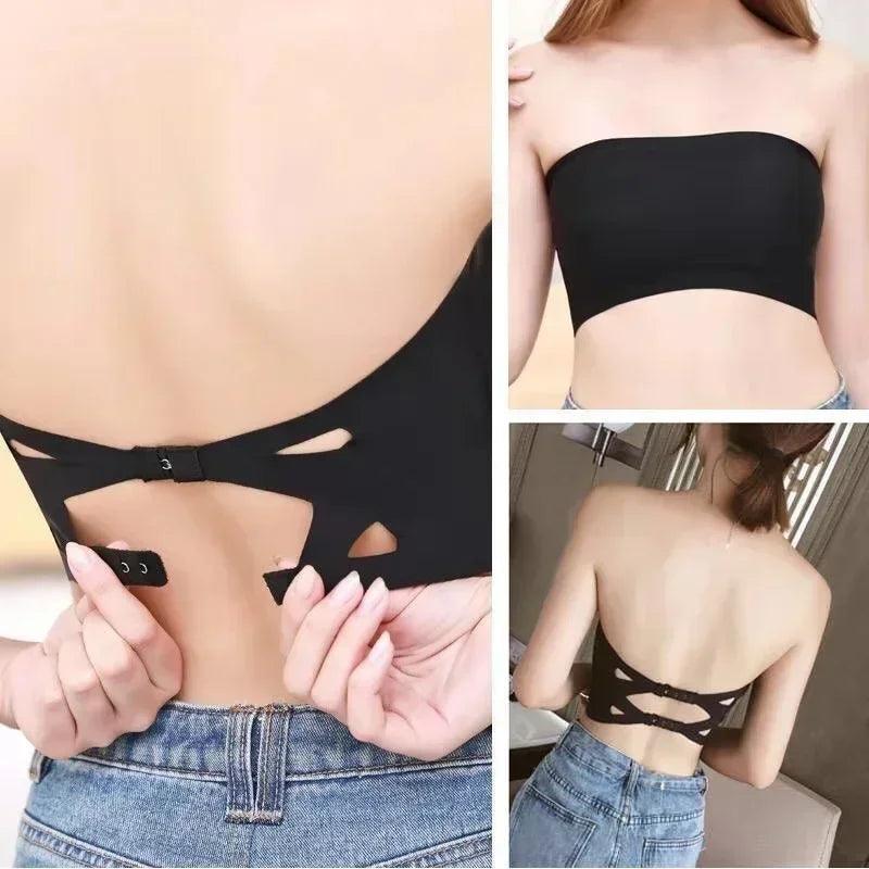 Women Removable One-piece Tube Tops Pads Intimates Basic Strapless Bra Sexy Lingerie Lady Seamless Bandeau Push Up Crop Tops