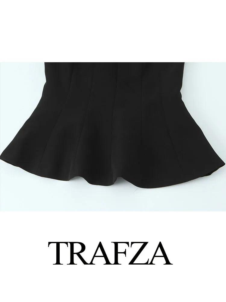 TRAFZA Women's New Fashion O-Neck Tops Solid Sleeveless Bow Decorate Zipper Female Summer Streetwear Style Sexy Top 2 Color - MauBai