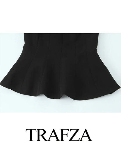 TRAFZA Women's New Fashion O-Neck Tops Solid Sleeveless Bow Decorate Zipper Female Summer Streetwear Style Sexy Top 2 Color - MauBai