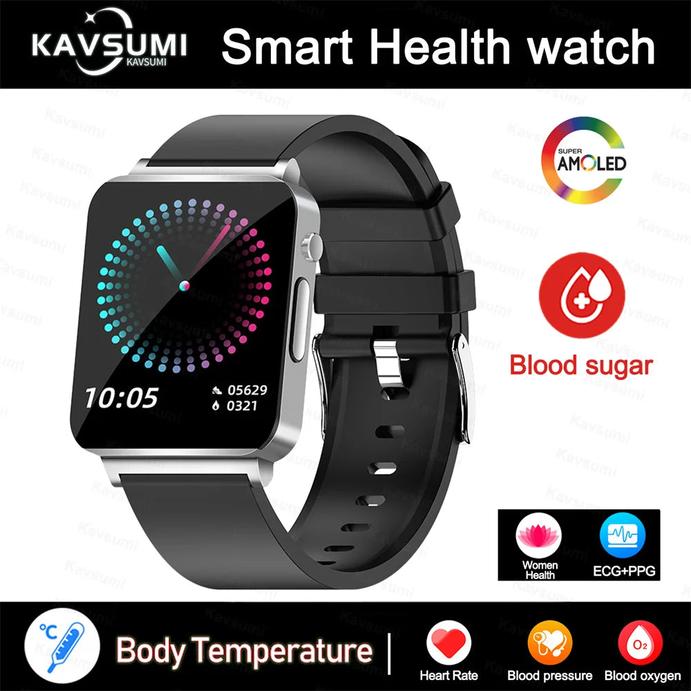 2024 New Accurate Measure Blood Sugar Smart Watch Men ECG+PPG Blood Pressure Heart Rate Monitor IP68 Waterproof Women Smartwatch