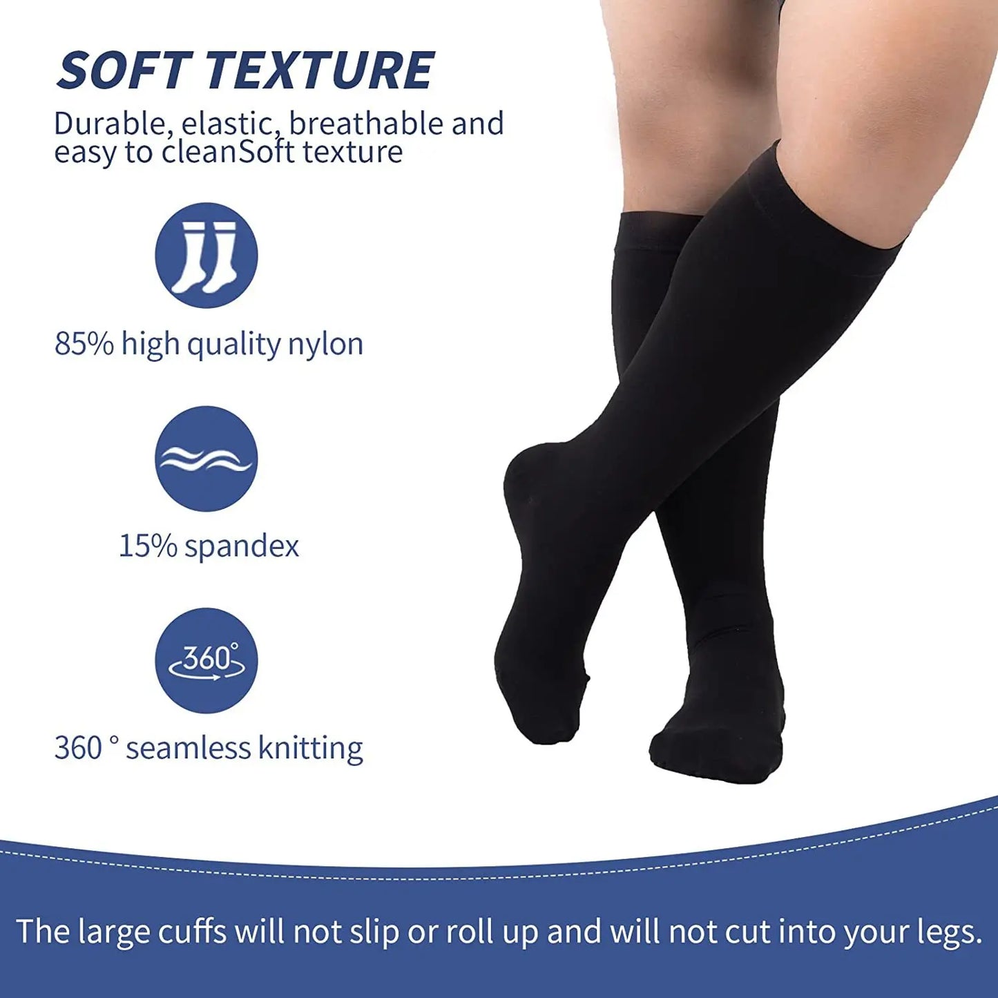 4XL Enlarged Compression Socks Solid Color Men's Diabetes Varicose Vein Sports Socks Women's Bicycle Running New Wholesale