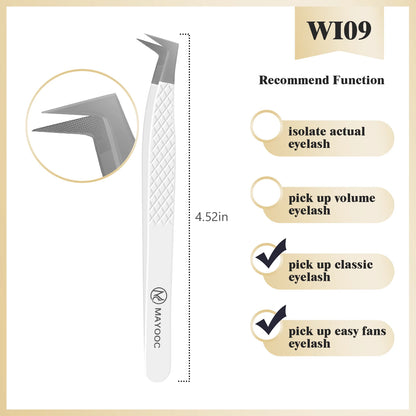 MAYOOC Eyelash Tweezers With Fiber Tips Stainless Steel High Precision Tweezer Volume Fans lash Tweezer Makeup Tools Custom Logo