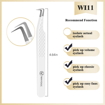 MAYOOC Eyelash Tweezers With Fiber Tips Stainless Steel High Precision Tweezer Volume Fans lash Tweezer Makeup Tools Custom Logo