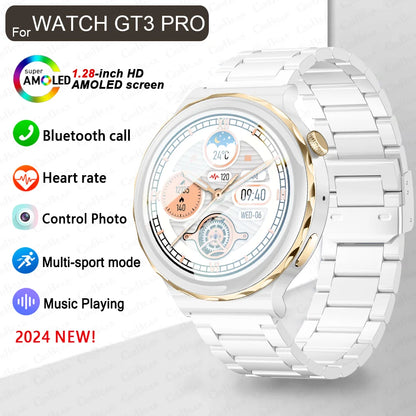 2024 For Huawei ECG+PPG Fashion Smart Watch Women Heart Rate Monitoring Waterproof Bluetooth Call Smart Watch Ladies For GT3 PRO