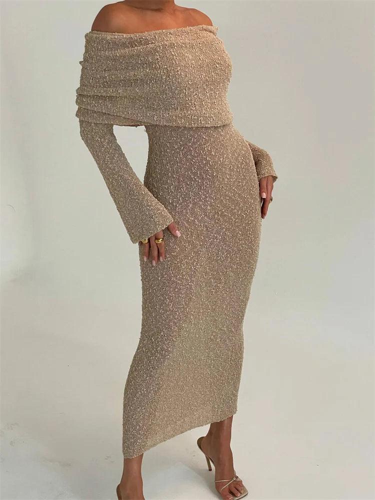 Tossy Knit Sweater Loose Maxi Dress Female Hollow Out Summer Patchwork High Waist Beach Holiday Dress Knitwear Long Dress 2024 - MauBai